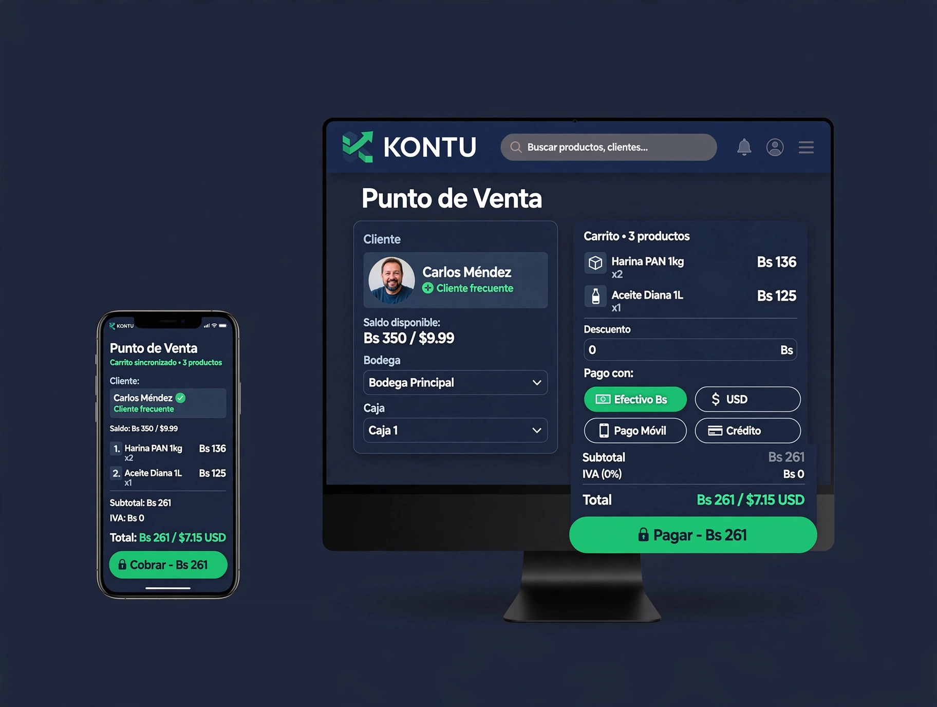 Pantalla de ventas de Kontu